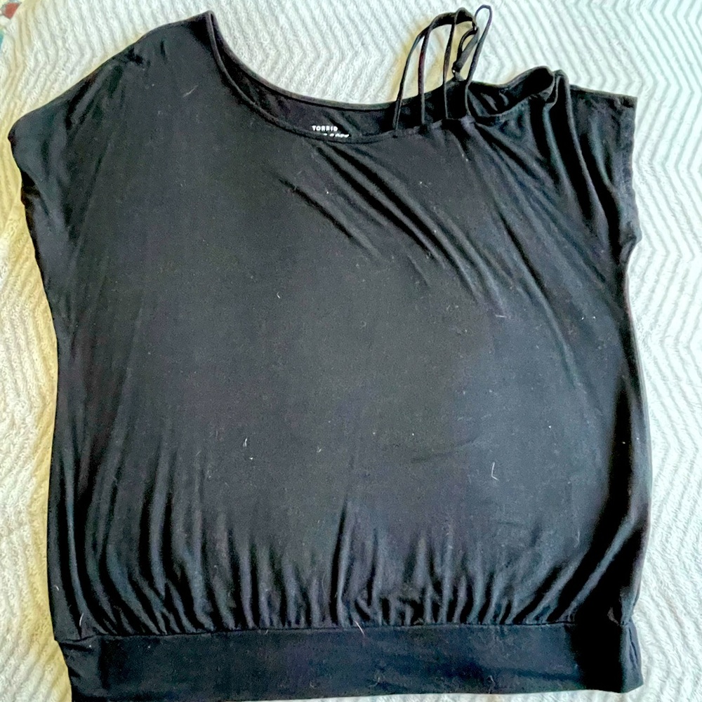 Torrid Black top with Spaghetti Straps on One Shoulder